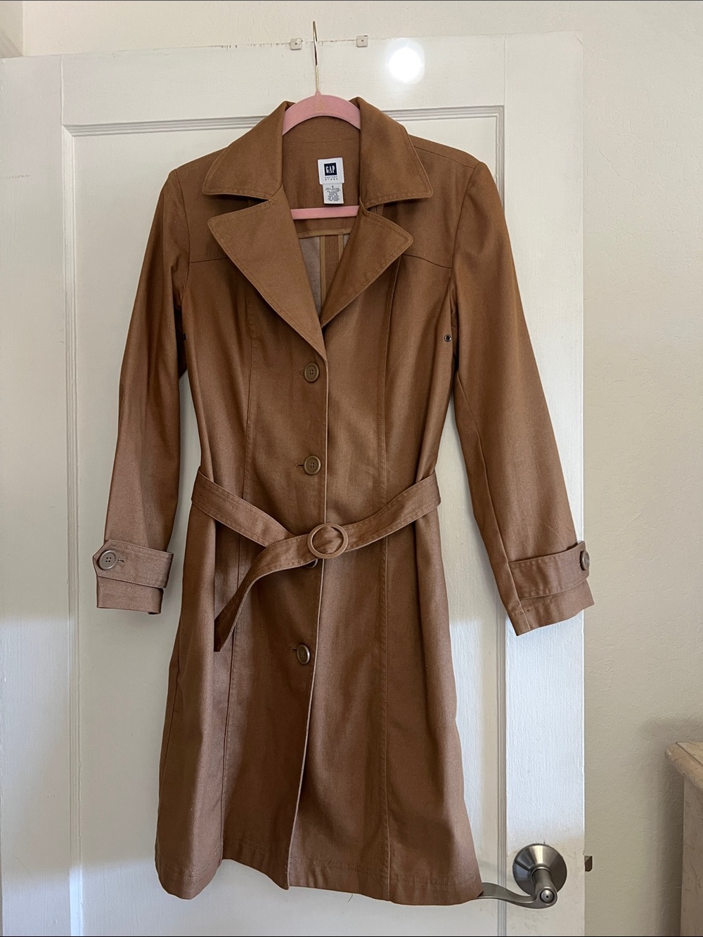 GAP Women's Camel Brown Trench Coat with Ring Belt